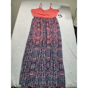 NWT just be... Maxi Dress Women 1X Coral Multi Geometric Tribal With Tags Boho